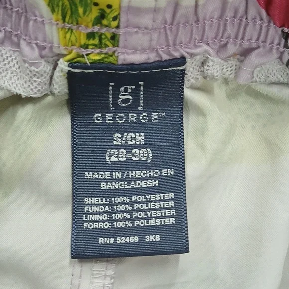 George Men’s SM(28-30) Pink Fun Flamingo Drawstring Lined Swim Trunks - Picture 4 of 7